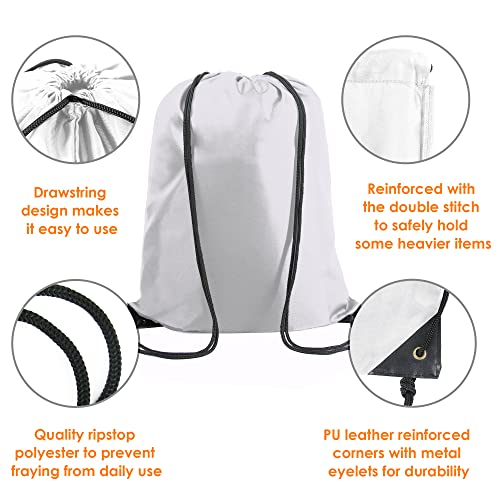 Image of BeeGreen White Drawstring Backpack Bags Bulk 2 Pack String Bags X-Large 22.4 inch L x 17.5 inch W Sports Cinch Sackpack Gym Machine Washable Heavy Duty for Men Women