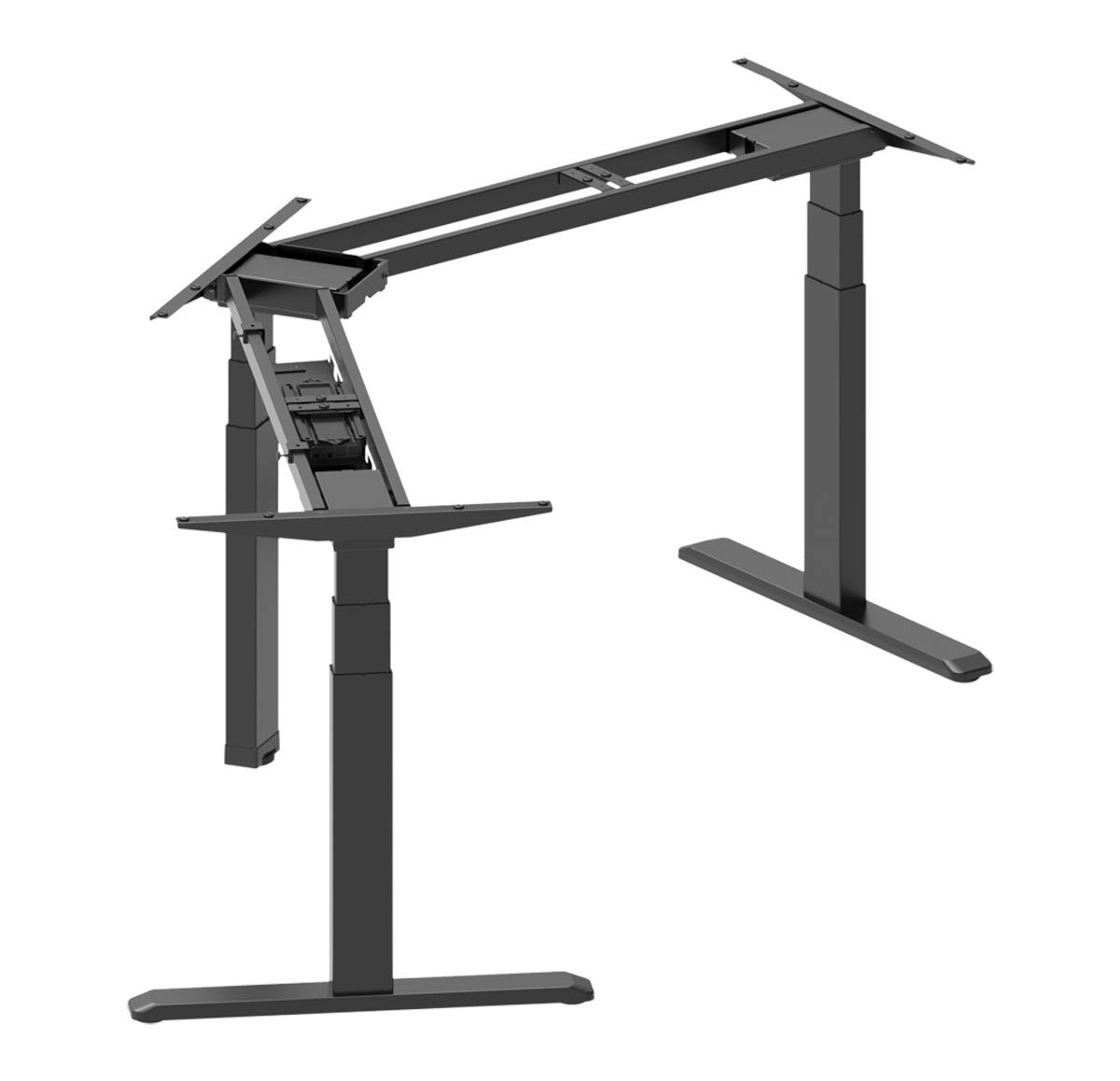 LogiLink EO0017 - Elektr. höhenverstellbares Schreibtischgestell, 120° Eckdesign mit programmierbarem LED-Speichermodul (3 Positionen) Schwarz