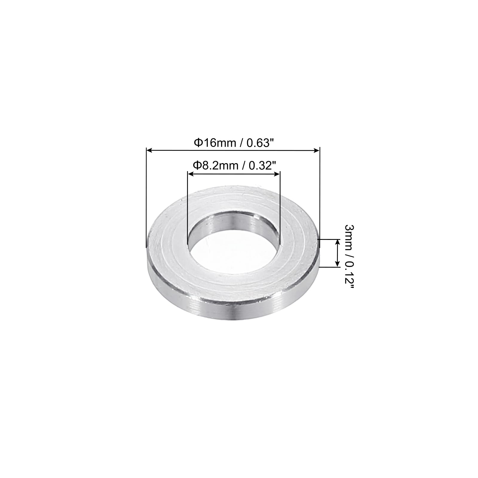 PATIKIL M8 Aluminum Spacers, 12pcs 5/16" x 5/8" Round Metal Spacers for 5/16 or M8 Screw Bolts - Image 2