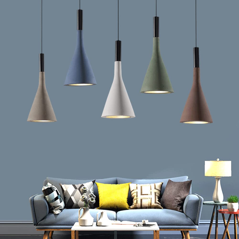 Lampadario in cemento svasato creativo, lampada a sospensione a soffitto con sorgente luminosa E27, lampada a sospensione in cemento industriale, apparecchi di illuminazione decorativa per so