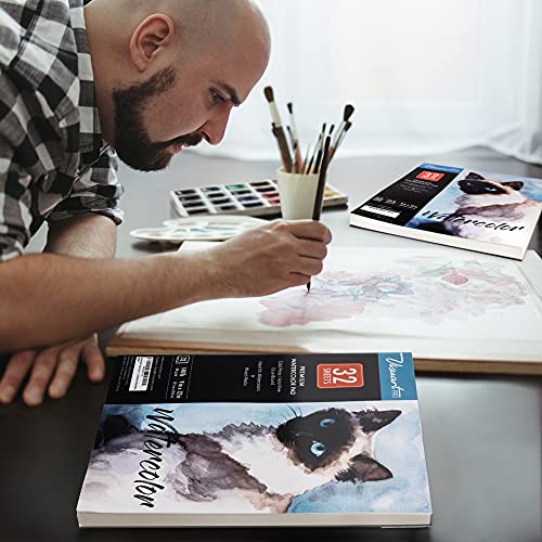 Watercolor Paper 9x12 Inch, 140lb (330gsm), Cold Pressed Premium Pad Ideal for Wet or Dry Techniques, 2 Pk with 32 Sheets Each