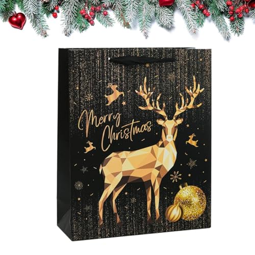 Bolsas de regalo de embalaje navideño, regalos de fiesta reutilizables y entregables | Bolsas de festival con asa, para carreras de viaje, fiesta adolescentes, adultos, carreras, viajes, pasteles, etc