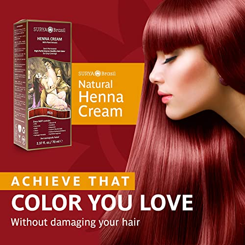 Surya Brasil - Henna Cream Hair Color Treatment, Semi Permanent Hair Color For Gray Hair Coverage, Natural Henna Hair Color, Deep Conditioning Hair Dye, Red, 2.37 Oz / 70 Ml #TOP1