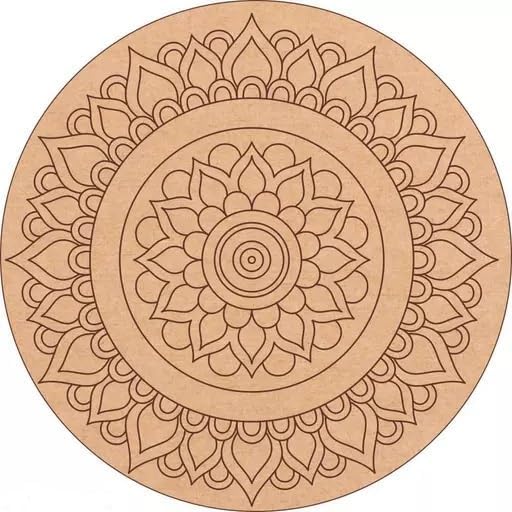 Beautiful Rangoli Design on Round MDF Plain Wood Boards for Art and Craft 10x10 Inch - 2.1mm Unfinished Slices Round and Square MDF Cutouts for, Mandala, Painting (1 Piece)-image-41