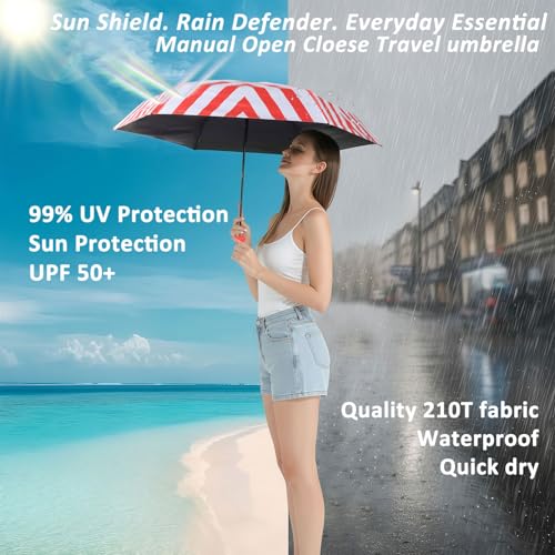 Image of BAODINI Travel Mini Umbrella for Purse with Case-Small Compact UV Umbrella Protection Sun-Lightweight Tiny Pocket Umbrella with Case for Women, Girls