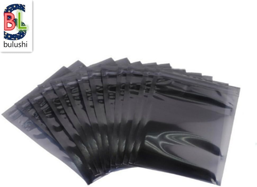 BULUSHI 100Pcs Various specifications Silver Tone Resealable Zip Lock Anti Static Bag (80X120MM) : Electronics