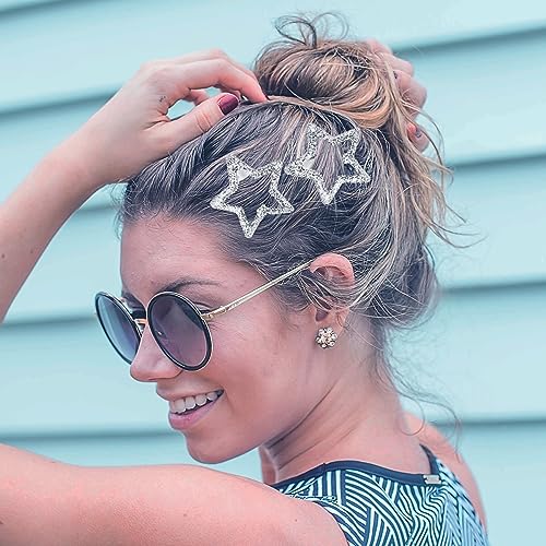 10 Pinzas de Pelo de Metal Brillantes para Niñas y Mujeres - Clips de Estrella Y2K 2000s y Accesorios Antideslizantes para Cabello Fino y Grueso miniatura 6