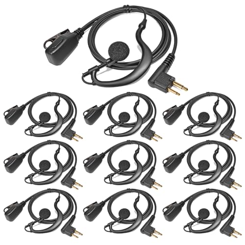 HYSHIKRA Auricular Walkie Talkie compatível com Motorola CP040 DP1400 GP88 GP300 rádio, forma de G, PTT com microfone (10 peças)