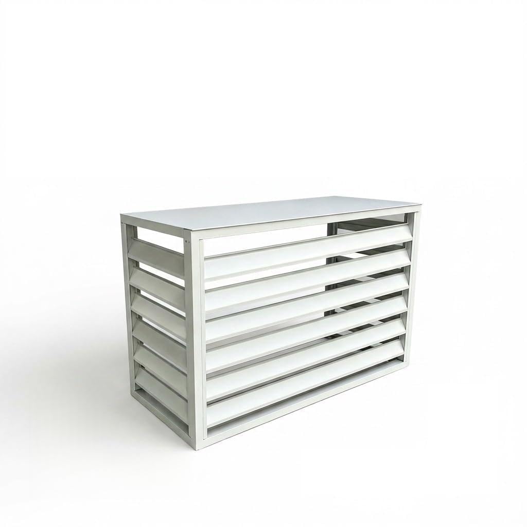 Odporna na warunki atmosferyczne osłona klimatyzatora zewnętrznego, mini dzielona osłona ze stopu aluminium, trwała ochrona do ogrodu i tarasu, 110 x 80 cm / 43.3x31.5in (43,3 x 31,5 cala)