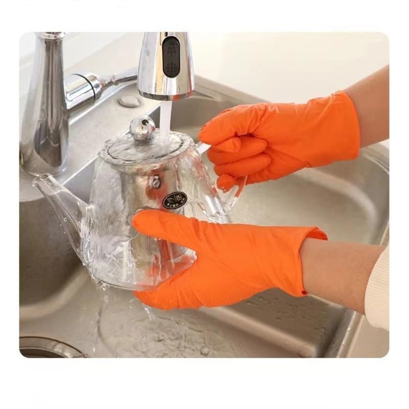 Guantes de nitrilo naranja resistentes 8 milésimas pulgada, desechables industriales con agarre texturizado diamante for trabajos seguridad mecánica, 10/20/50/30 unidades(Orange 30PCS,XL)