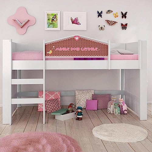 Cama Infantil Doce Casinha com Led Play Rosa Pura Magia Branco/rosa