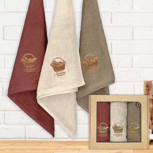 B BARCELOHOGAR Estuche 3 Paños R. A. Pan Bordados 50X50 Cms.