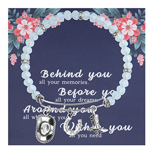FEELMEM Cowgirl Jewelry Equestrian Bracelet Cowgirl Western Jewelry Horses Horseshoe Charm Bracelet Horse Lover Gift