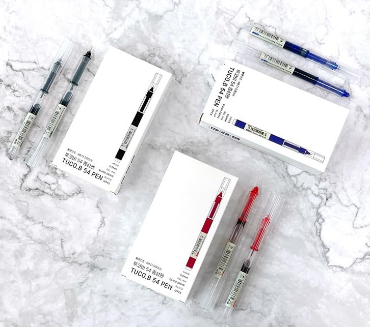 ZEESOON Tuco.B 54 Pen Quick Drying Ballpoint Gel Pens, Fine Point 0.5mm, 12 Per Pack (Black)