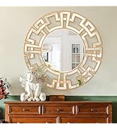 Chende Round Gold Mirror, 40'' Large Living Room Mirrorr with Beveled Edge, Modern Decorative Wal...