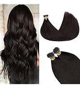 GOO GOO I Tip Hair Extensions Real Human Hair, Dark Brown 50g 50 Strands 20inch Cold Fusion I Tip...