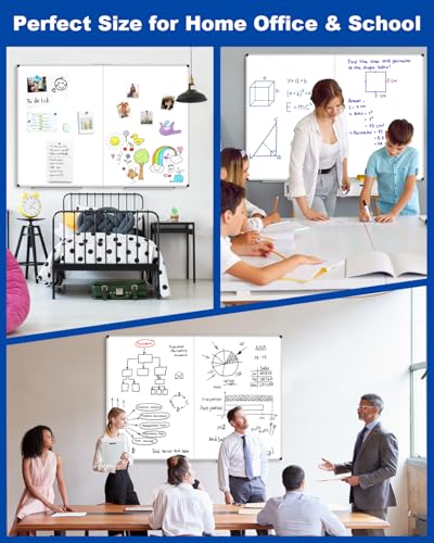 Image of XBoard Magnetic Dry Erase Board 48 x 36 Inch, 4' x 3' Foldable White Board for Wall with Marker Tray, Silver Aluminum Frame Folding Message Presentation Board