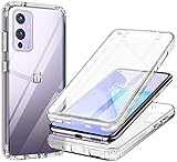 Oneplus 9 Case,1+9 Case with Built-in Screen Protector Crystal Clear Full Body Shockproof Scratch-Resistant Bumper Protective Phone Cover for Oneplus 9 5G, Clear