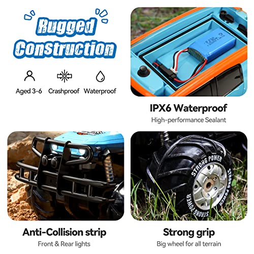 Ruko 1601AMP Amphibious RC Trucks, 1:10 Large Waterproof Monster Truck for Boys, 4x4 Offroad RC Car, All Terrain Vehicle with 2 Rechargeable Batteries, Gifts for Kids - Image 5