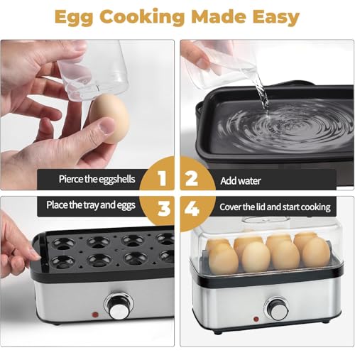 Electric Egg Cooker Rapid – 8 Egg Capacity for Hard Boiled Eggs, Soft boiled egg, Poached Eggs, Scrambled Eggs, or Omelets Maker with Auto Shut Off