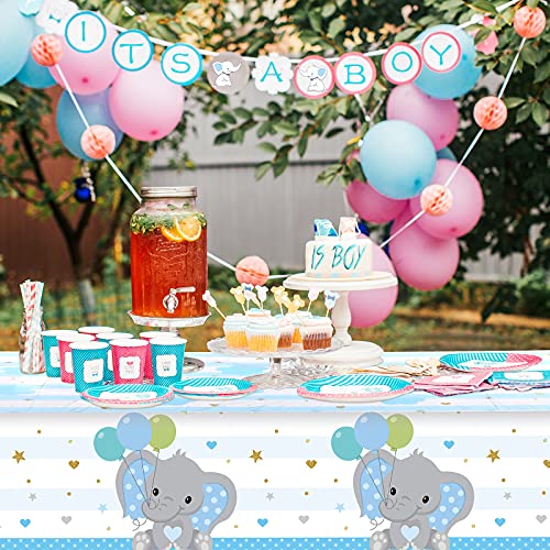 Baby Shower Table Cover Decorations Elephant Tablecloth Table Cover Plastic Rectangle Table Decors For Baby Boy Girl Gender Reveal Party Supplies, 54 X 108 Inches (Blue,3 Pieces) #TOP2