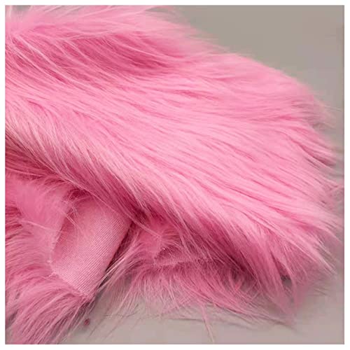 ZhHOME Flauschige Einfarbig Kunstpelzs Kunstfell Fellimitat Stoff 10cm Lange Flor 170x50cm Weich Plüschstoff für Kostüme, Dekorieren Basteln, Spielzeug(Color:Rosa)