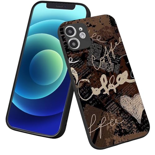 BGZDZDN Coffee Case for iPhone 13 Case, Brown Coffee Pattern Print Design Girl Women with Soft TPU Bumper Case Cover for iPhone 13 6.1 inch