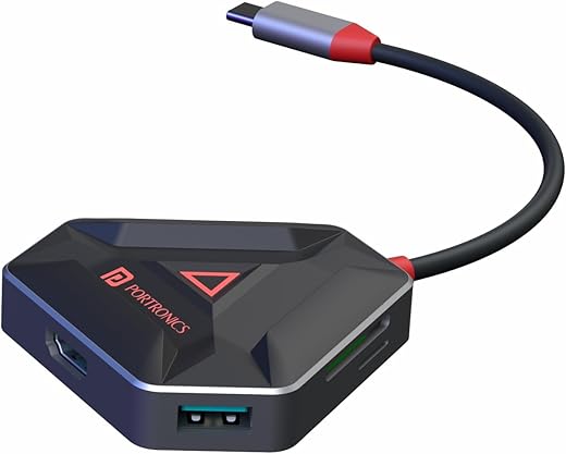 Portronics Mport 6C USB C Hub (6-in-1) Multiport Adapter with HDMI, 3-Port USB 3.0, microSD & SD Card Reader for Laptop, PC, Mac (Black)