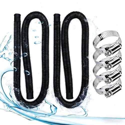 2 Pièces Tuyau Piscine 32mm,149,9cm Tuyau Piscine avec 4 Pinces Métalliques,pour Pompe à Filtre Eau Arrosage Bassin Piscine Hors Sol,pour Intex 530 GPH et 1000 GPH(Noir)