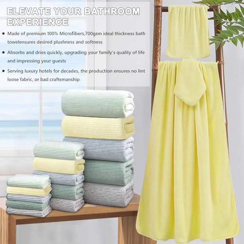 4 Piece Bath Towel Set 35"x70"Oversized Bath Towel for Bathroom Ultra Soft Fluffy Extra Large Bath Sheet Luxury Premium Bathroom Towel Highly Absorbent Quick Dry Shower Towel for Hotel Spa,Yellow by Jessy Home - Used condition - Image 6