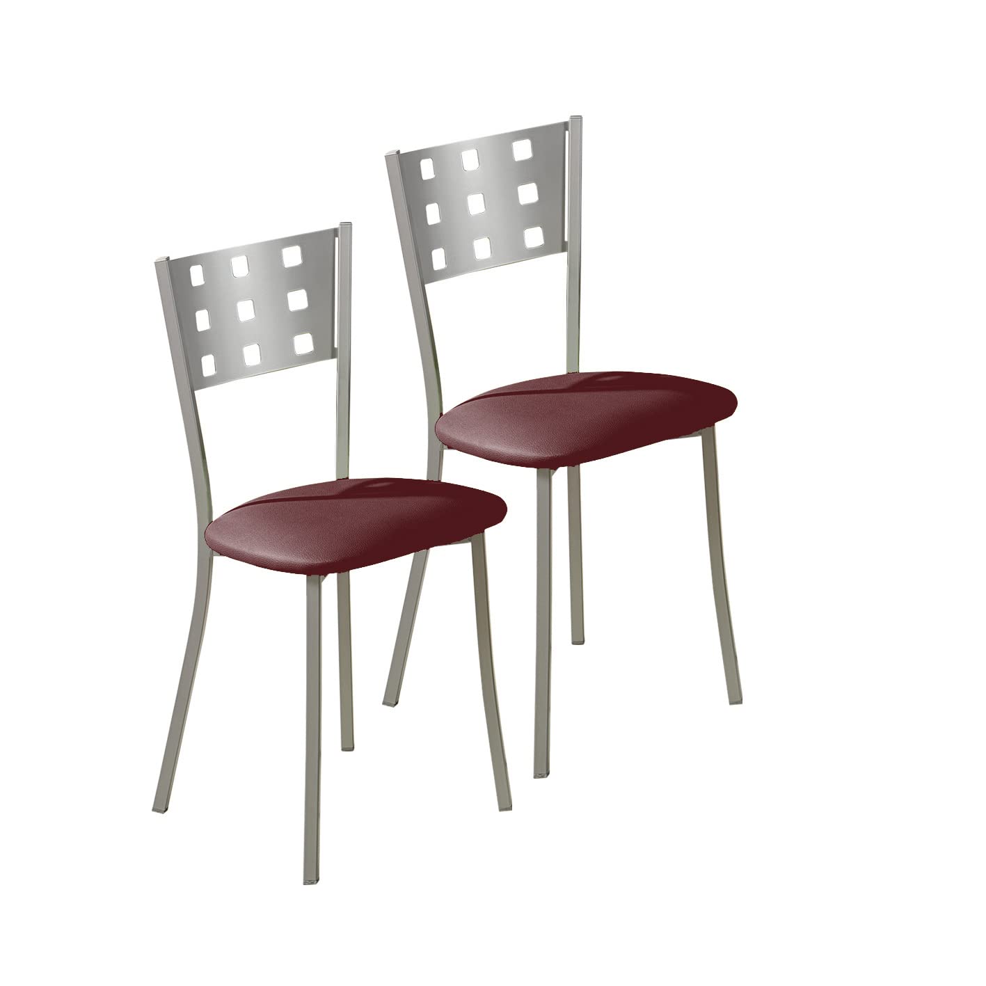 ASTIMESA SCMCBU Due sedie da cucina, metallo, bordeaux, altezza della seduta 45 cm