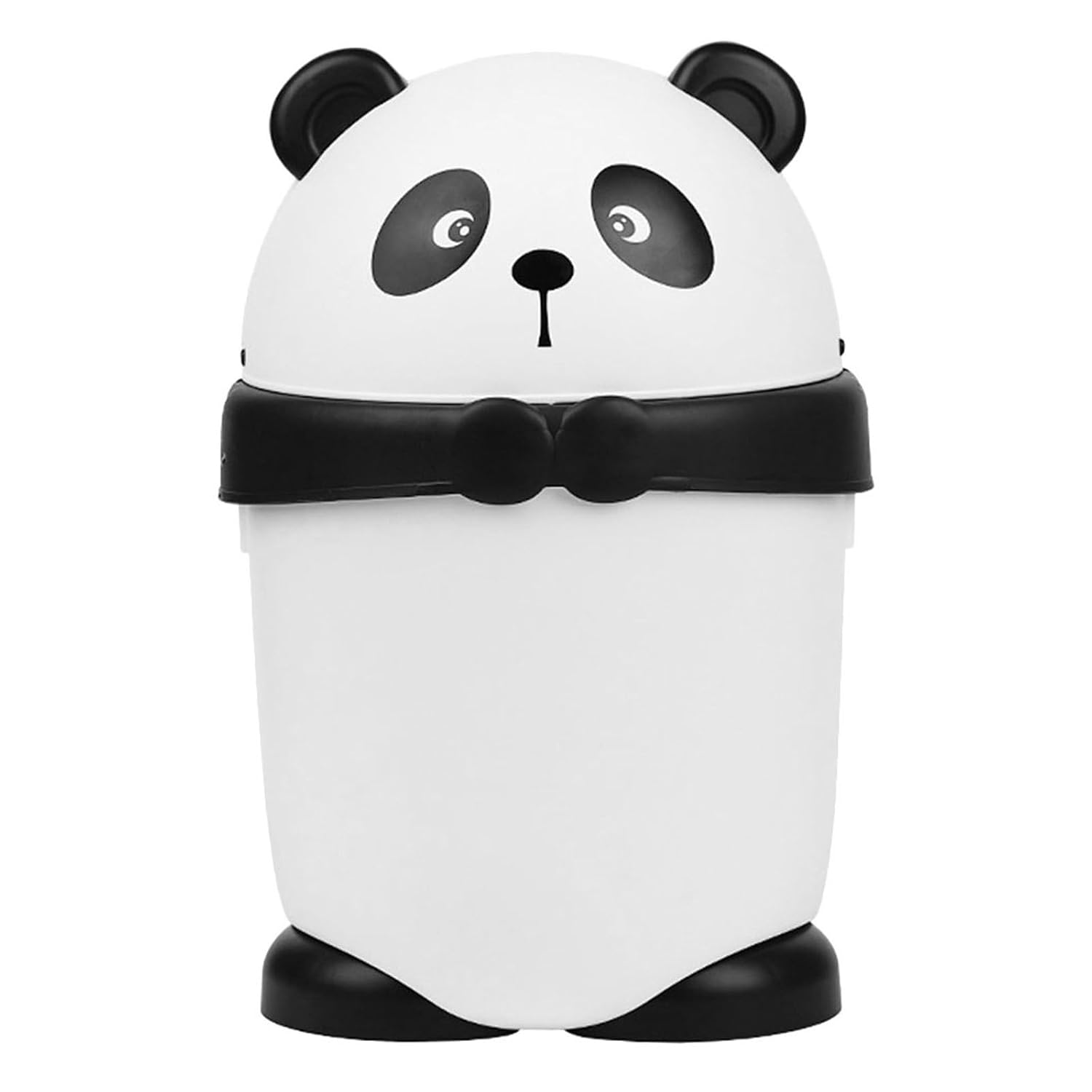 PRETYZOOM Cartoon Panda Trash Can with Lid for Office and Kitchen, Plastic Mini Garbage Bin with Odor Prevention and Large Volume, Innovative Desktop Trash Container for Home or Work