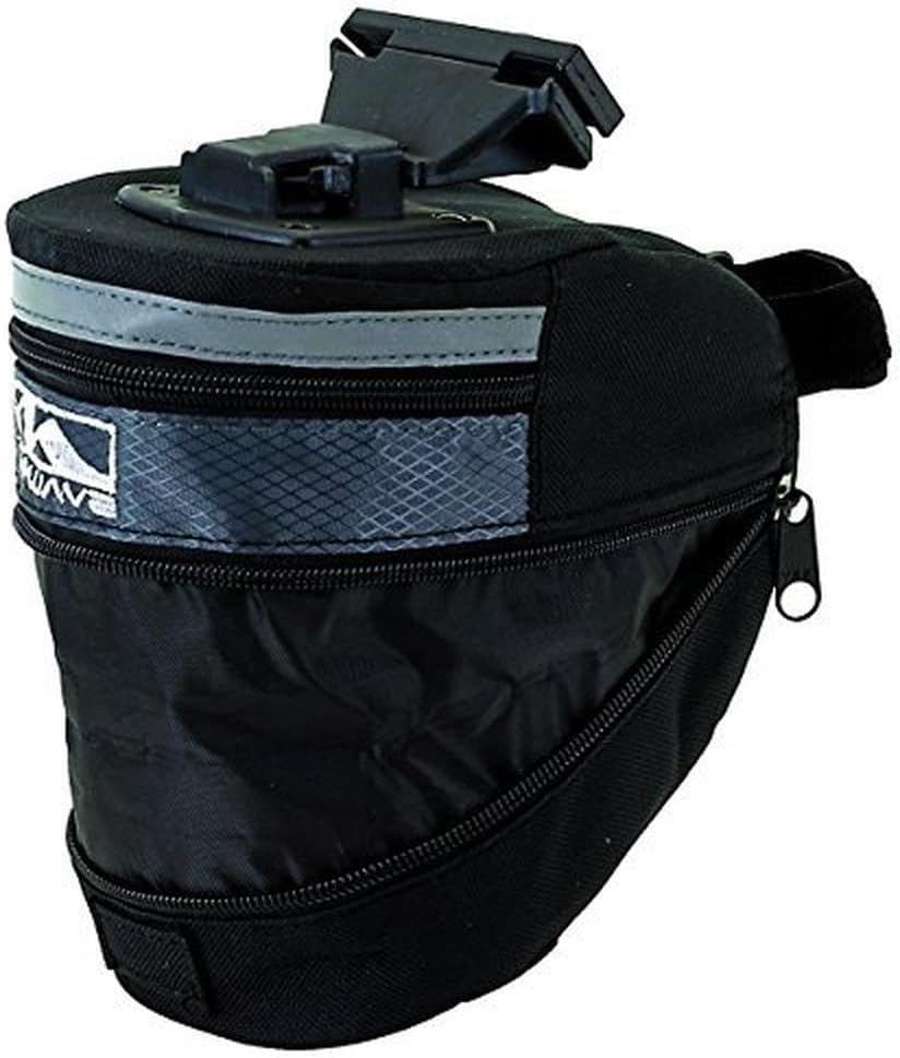M-Wave Bicycle Seat Bag with expandable zipper open