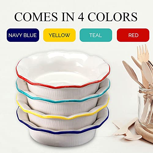 Aunt Shannon's Kitchen Ceramic Mini Pie Pans - Set Of 4-5.5 Inch Pie Pans With Classic Fluted Rims - Multifunctional Pot Pie Pans For Pot Pies, Quiches, Tarts, Puddings, Sauces And More #TOP5