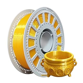 シルクPLAプリントフィラメント,直径1.75mm 正味重量1KG,3dプリンター フィラメント寸法精度±0.03mm,PLAフィラメント，ほとんどのFDMプリンターに対応 (ゴールデン)