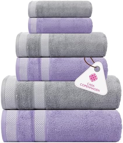 Ensemble Serviettes De Bain Casa Copenhagen - 6 Pièces Coton Égyptien 600g/m² Blanc/Gris
