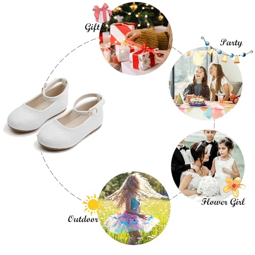Image of Felix & Flora Girls Toddler Little Ballet Shoes - Flower Girls Mary Jane Flats Dress Shoes Party Wedding
