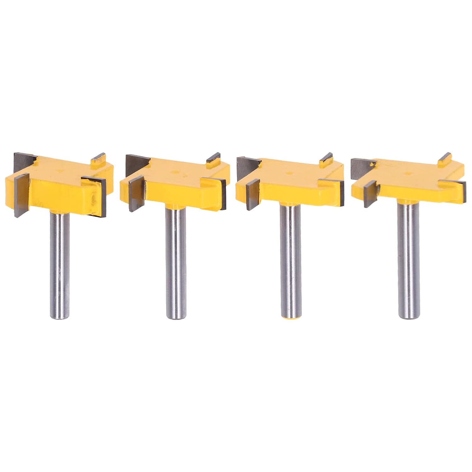 4Pcs CNC Spoilboard Surfacing Router Bit, 4 Flutes 1/4 Inch Shank Carbide Slab Flattening Router Bit, 1/4" 5/16" 3/8" 1/2" Milling Depth