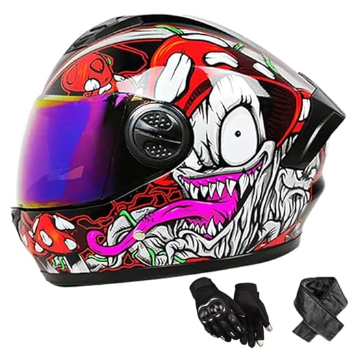 Casque intégral Casque de Moto Adultes avec Double visière, homologué ECE Casque de Scooter Casque Full-Face pour Homme et Femme, Taille : 58-62 cm S