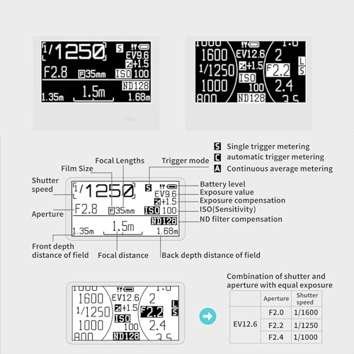 Medidor de exposición con pantalla OLED y zapata para ajuste de ISO y obturación 5