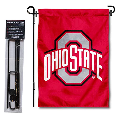 Ohio State Buckeyes Red Garden Flag with Stand Holder