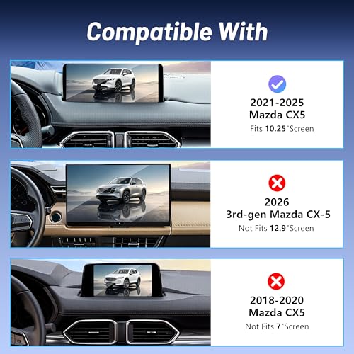 Image of Car Phone Holder for Mazda CX5 (2021-2025,10.25 inch Screen Only),MagSafe Car Mount Charger,Magnetic Phone Holder,15W Wireless Charging,Screen Phone Holder,360 & Hands Free,CX-5 Interior Accessories