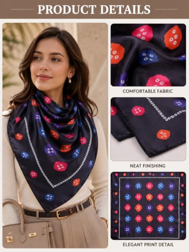 Image of Ravaiyaa - Attitude is everything Women Printed Silk Bandana 21 x 21 Inch Square Headband & Hair Wrap, Soft & Versatile | Fashion Neck Wrap