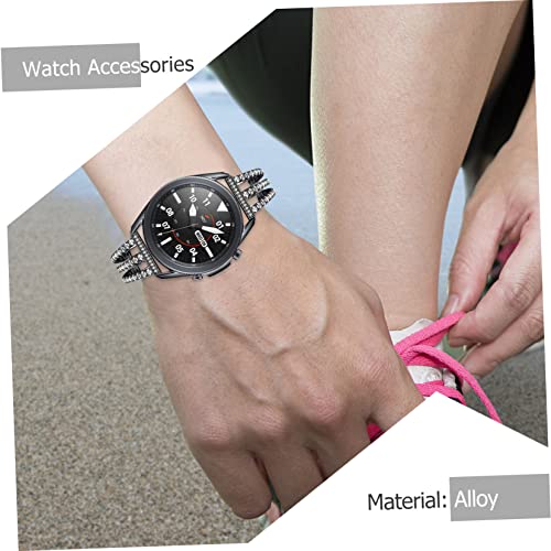 Correa de reloj de aleación negra con pulsera elegante de gemas de imitación 3