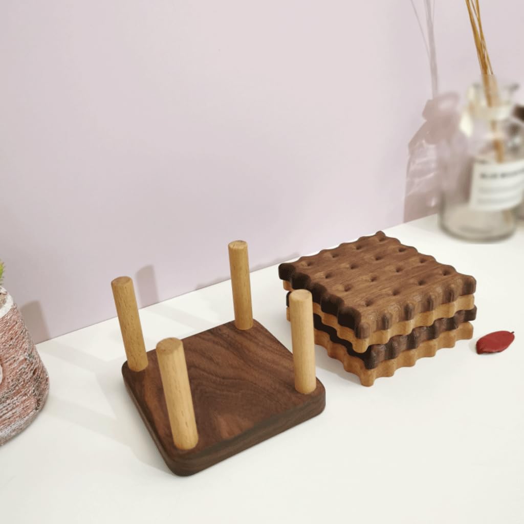 Exquisito Posavasos de madera, juego de posavasos cuadrados para bebidas, posavasos para la hora del almuerzo, adecuados para decoración de tazas y salas de estar Versatilidad