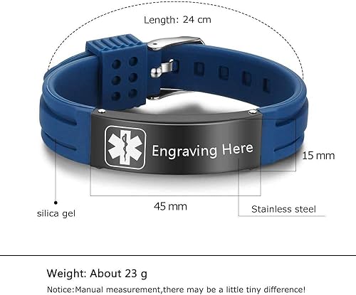 Miniatura 2 de Pulseras personalizadas de silicona ajustable de alerta médica impermeable deporte identificación identificación nombre pulseras para hombres mujeres