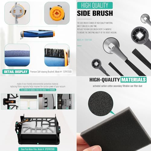Image of Replacement Parts for Shark AI AV2501S RV2502AE AV2501AE RV2520 AV2510 AV2511AE AV2610WA AV251WAXUS UR2500SR Robot Vacuum Cleaner Accessories Kits With Main Brush, Filters, Foam Filters, Side Brushes