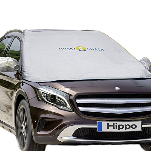 Windshield Snow Cover,Hippo Magnetic Windshield Cover & Mirror Covers Used for Storage Pouch - Ice Sun Frost and Wind Proof in All Weather, Fit for Most Vehicle with Size 74.86