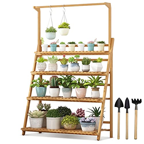 Plant Stand Flower Pot Stands Holder Planter Display Shelf 3 Tier Ladder Plant Shelves Hanging Plant Hanger Étagère Plantes En Bambou Garden Flower Indoor Display Rack Holder Pour Pots De Fleurs