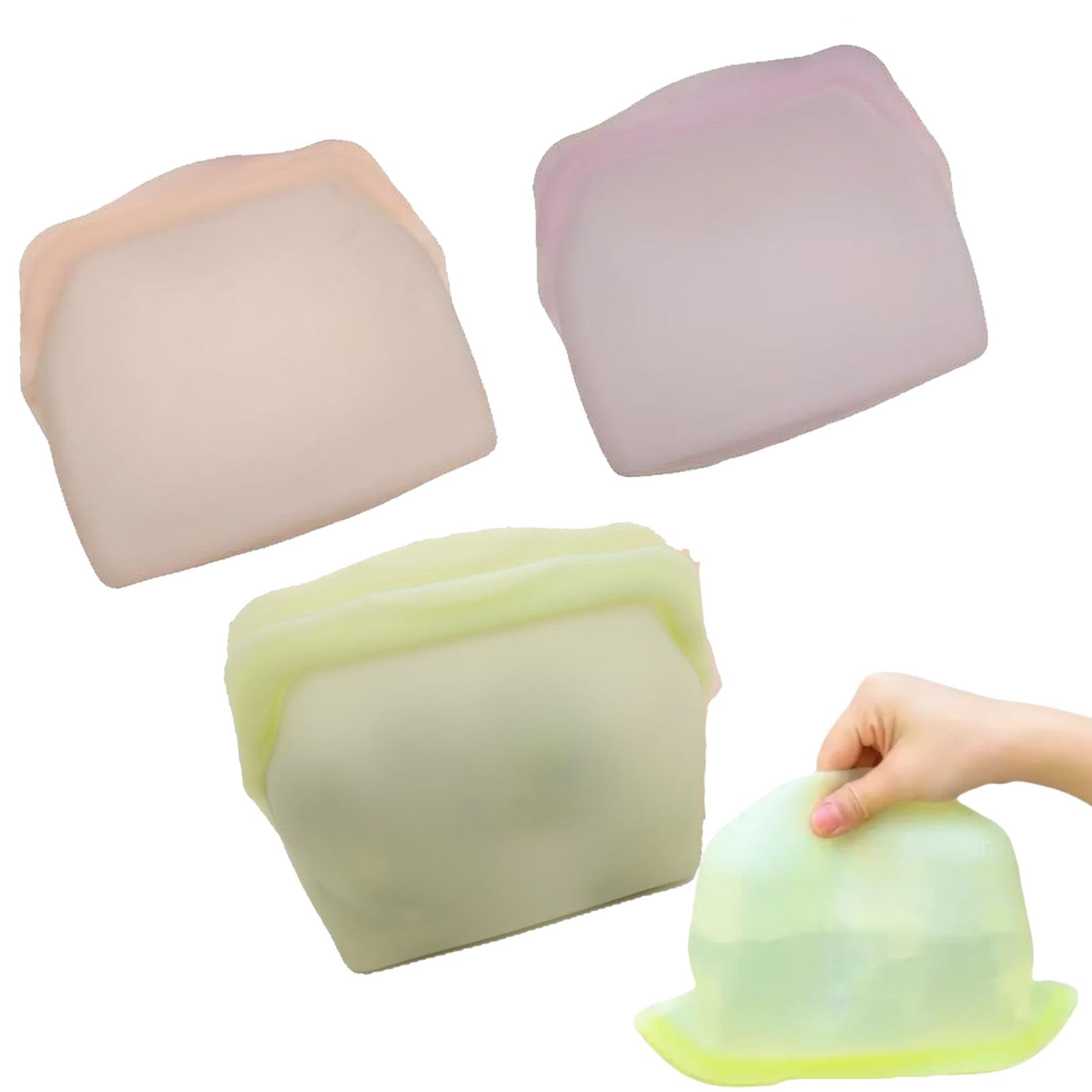 Sovtay 3Colors Everbag Silicone Storage, Reusable Silicone Food Storage Bags, Ziptop Reusable Silicone Containers, Leakproof Reusable Silicone Storage Bags, Silicone Bags For Food Storage (, 1000Ml)